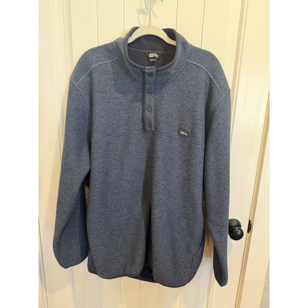 Eddie Bauer Men’s XXL Blue Fleece Snap Pullover Sweater Outdoor NWOT